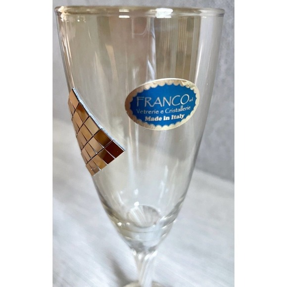 80's Champagne Wine Flutes Franco NWT EMBELLISHED PAIR Wedding Bride Groom Party - Picture 3 of 6